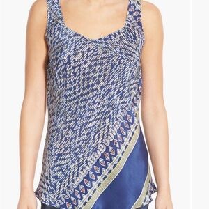 Nic + Zoe Tropicale Print 100% Silk Tank Top EUC